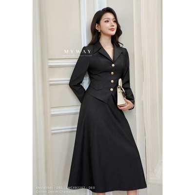 Set Áo Vest Mix Chân Váy Xòe MY WAY Noble Elegance Dáng Công Sở Nữ Thanh Lịch 6MVB0981 -6MCXB2257