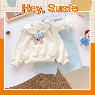  Set Áo Kem Cún Quần Xanh Cho Bé Gái 8-25kg Hey Susie S7027 