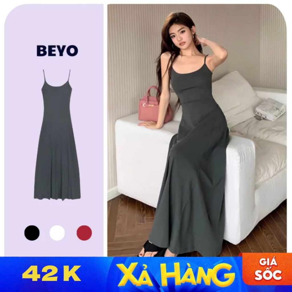 Đầm hai dây body Beyo váy maxi nữ dáng dài thun tăm lạnh cực tôn dáng T073