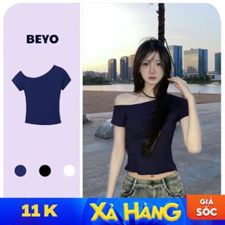  Áo thun nữ ngắn tay lệch vai beyo áo thun cổ trễ form ôm body quyến rũ cho nữ mùa hè phong cách T112 