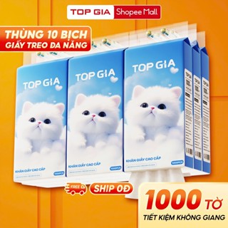 Thùng 10 bịch giấy treo đa năng GiaGia Top Gia, Khăn rút vệ sinh treo tường 4 lớp, bịch 1000 tờ