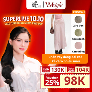 [Võ Hà Linh x VM STYLE] Chân váy dài, chân váy dáng dài xoè kẻ caro nhiều màu đi biển, đi chơi, đi học - CVD00074