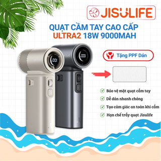 [Tặng PPF] Quạt Cầm Tay Cao Cấp JISULIFE Ultra2 9000mAh Sạc Nhanh 18W, Đèn Pin Chiếu Sáng, Tích Hợp Sạc Dự Phòng