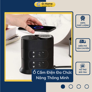 Ổ Cắm Điện Đa Chức Năng Thông Minh, Ổ Cắm Điện 3 Tầng Có Đầu Usb Và Sạc Không Dây, Phù Hợp Với Nhiều Loại Chân Phích Cắm