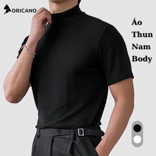 Áo Thể Thao Nam Thun Lạnh  ORICANO Có Cổ Cao 3 Phân Cộc Tay Co Giãn X8 Form Ôm Body Dễ Mix Đồ Đi Chơi, Tập Gym AT01