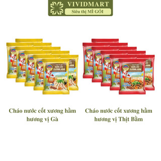 [SET10GÓI]- ASIAFOODS - Cháo dinh dưỡng nước cốt xương hầm Gấu đỏ 2 vị: Thịt bằm, Thịt gà, Cháo Gấu đỏ ăn liền (57g/gói)