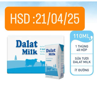  Thùng- Sữa tươi tiệt trùng Đà Lạt Milk ít đường 110ml nhí T3 2026 