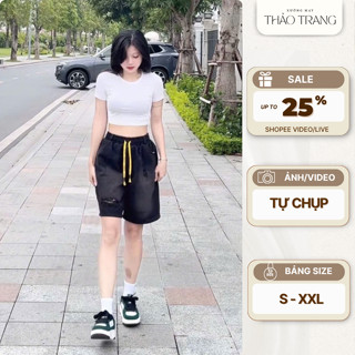 Quần Lửng Jean Nữ Chun Co Giãn, Quần Short Ngố Lửng Dây Vàng Ống Rộng Có Dây Rút Cao Cấp Có Bigsize