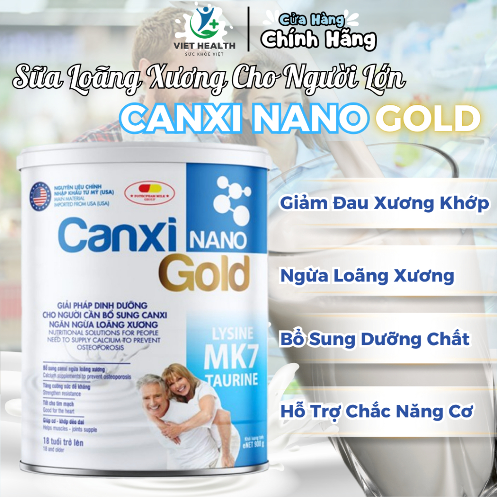 Sữa CanXi NaNo Gold Cho Người Già Hỗ Trợ Xương Khớp Bổ Sung Canxi Ngăn Ngừa Loãng Xương 400gr/900gr