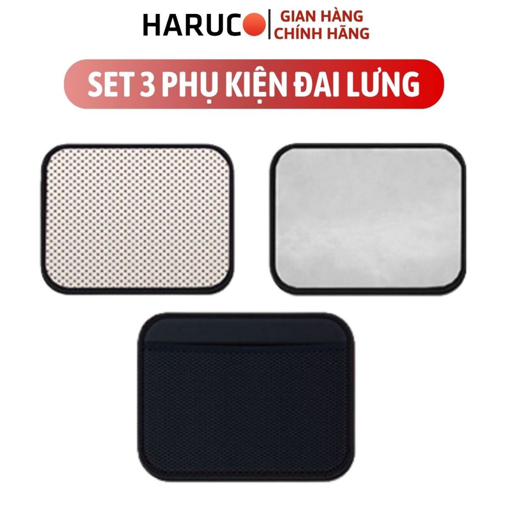 Set 3 Phụ Kiện Đai Lưng Cột Sống Haruco, Đệm Nhiệt Lông Cừu, Tourmaline, Thảo Dược Giảm Đau Thư Giãn