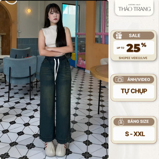 [Q15] Quần Ống Rộng Nữ, Quần Jean Nữ Dáng Suông Ống Đứng Chất Denim Dày Dặn Đứng Form Không Nhăn Không Phai