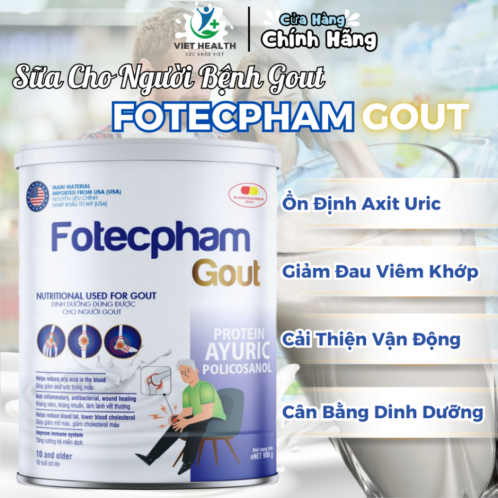 Sữa Cho Người Lớn Tuổi Fotecpham GOUT Giải Pháp Dinh Dưỡng Cho Người Bị Gout Và Xương Khớp 400gr