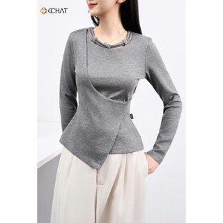  Áo Thun CCHAT Dáng Ôm Eloura Cổ Cách Điệu Chất Liệu Cao Cấp 25TDC2005OT 