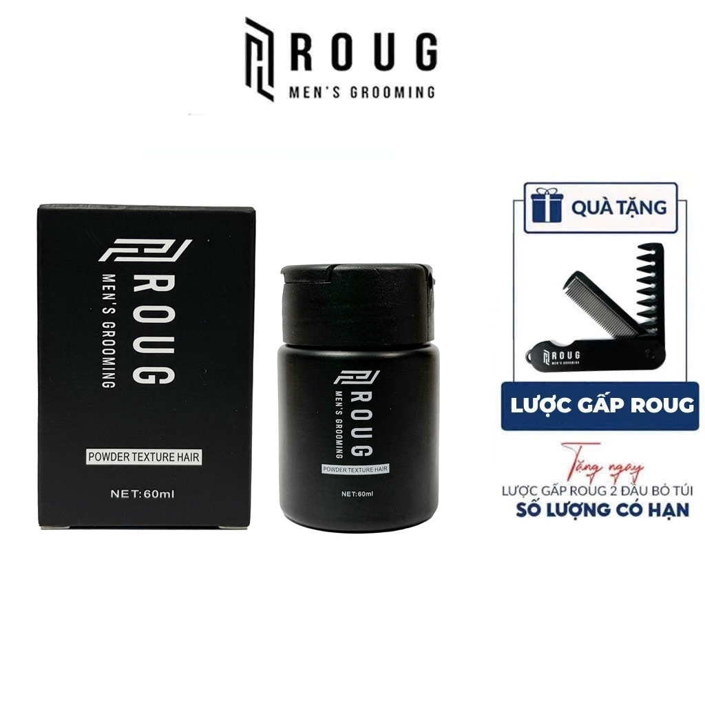 Bột tạo phồng tóc Roug Power Textured Hair 60ml cao cấp bản mới chính hãng + Tặng 2 Lược or Lược GẤP