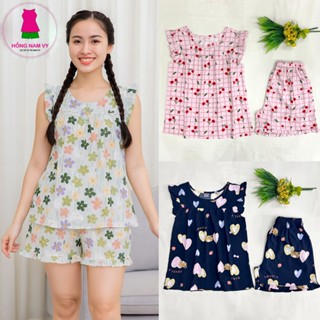  Đồ bộ nữ mặc nhà đùi cánh tiên tole lanh 2 da đẹp mát 48-75kg 