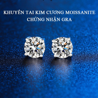 ( 1 chiếc)Bông tai Moissanite tròn to bạc nữ, Khuyên tai bạc tròn trơn Basic