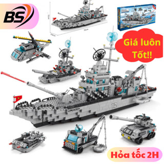 [ 1560 Chi Tiết] Bộ đồ chơi lắp ráp 6 mô hình Tàu Chiến 1560 PCS Kèm Xếp Hình Máy Bay, Xe tăng, Trực Thăng, Cảnh sát