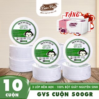  Combo 10 cuộn giấy vệ sinh công nghiệp to lớn 500g mềm mịn 100% bột giấy nguyên sinh tặng giấy rút 