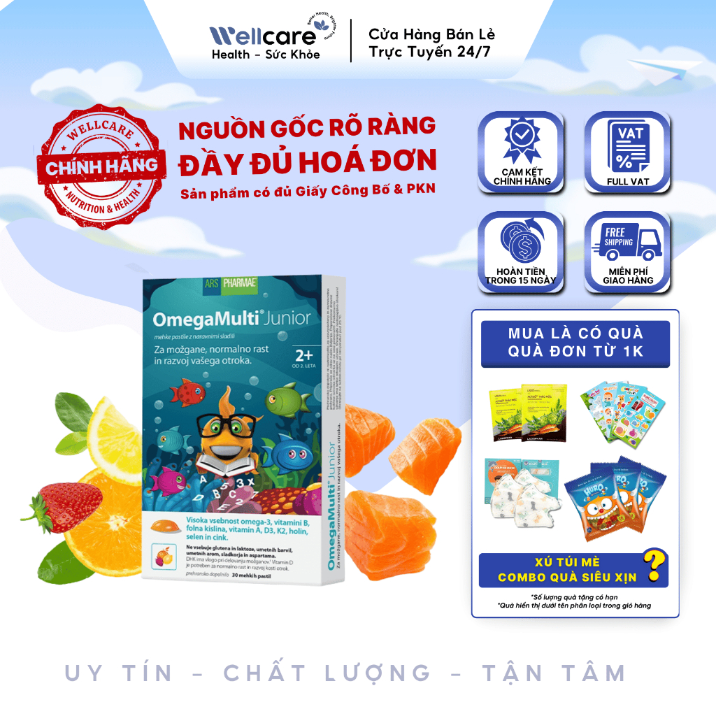 [✨CHÍNH HÃNG] OmegaMulti Junior Viên nhai mềm - Hộp 30 viên - Omega 3 cho bé, đa vi chất bé khởi đầu