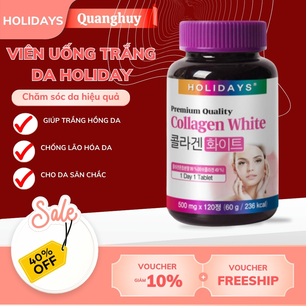 Viên uống trắng da Holiday Premium Quality Collagen White Hàn Quốc 120 viên