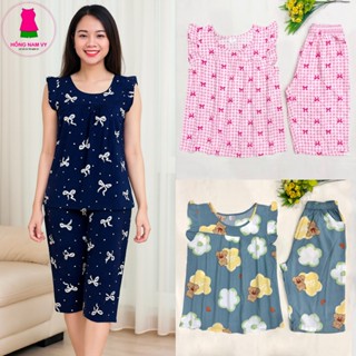 Bộ tole lanh nữ lửng cánh tiên loại tốt 48-75kg, đồ bộ mặc nhà tole 2 da