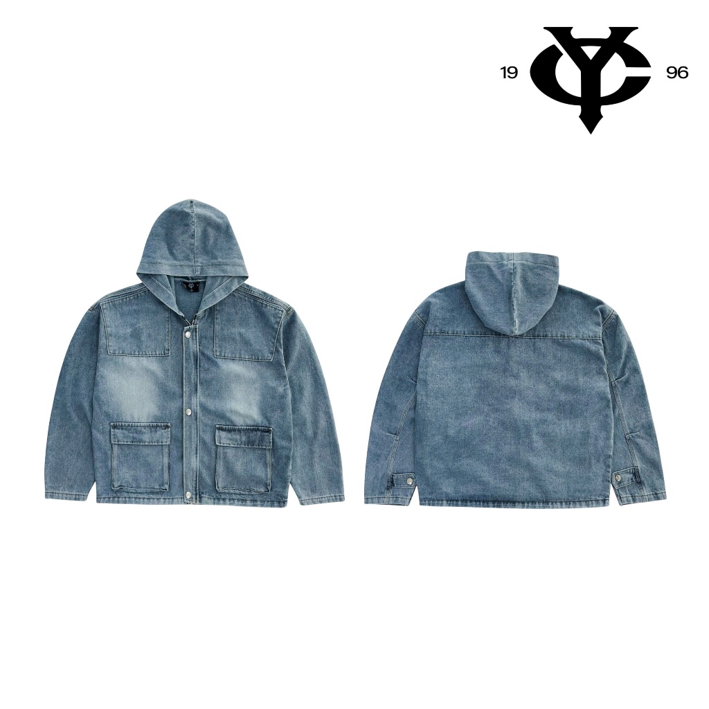 YC1996 - Áo Khoác Jeans Nón Có Túi Hộp Đơn Giản Local Brand Unisex