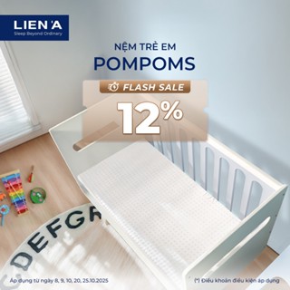 HỎA TỐC - Nệm Trẻ Em Pompoms - Đạt Chuấn ECO An Toàn Lành Tính Cho Da Bé Sơ Sinh, 100% Cao Su Thiên Nhiên