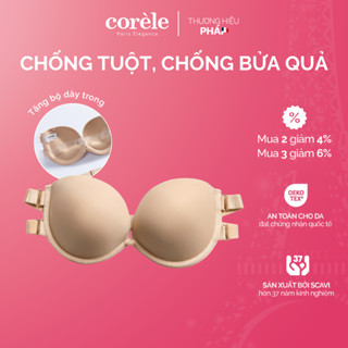 Áo ngực su chống tuột, dáng quây cup ngang có gọng mút 2cm - mặc trong áo, váy trễ vai chuẩn Oeko-Tex | CORÈLE 61177A