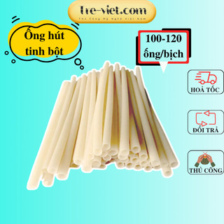 120 ống hút tinh bột gạo màu trắng - ống hút gạo lúa sớm | tre việt