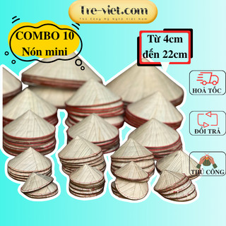 [10 cái] Combo 10 Nón lá mini trang trí phong cách đồng quê -  Nón lá decor đủ kích  thước