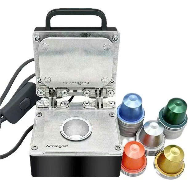 Máy ép màng seal viên nén cafe mini, caffe capsule loại mới ( tặng kèm 10 vỏ viên nén )