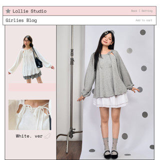 LOLLIE STUDIO - Áo thun dài tay nữ thu đông thiết kế buộc nơ vai Croffle Tee TKP216 dễ dàng phối đồ nữ tính năng động