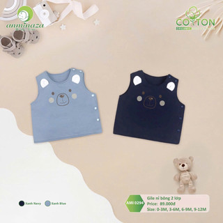 Aminaza - Áo Gile trần bông cực mềm cho bé sơ sinh tới 9 tháng