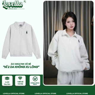 Áo Sweater Nỉ Nam Nữ Thêu Logo Ngựa Cổ Bẻ Polo Mùa Thu Đông Vải Nỉ 2 Da Cao Cấp