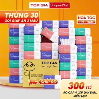 Giấy ăn đa năng Top Gia Thùng 30 gói rút 3 màu Top Gia cao cấp, mềm mịn, an toàn