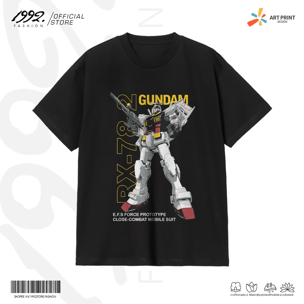 Áo thun Unisex Mobile Suit Gundam RX-78-2 Art Cotton 100% ngắn tay