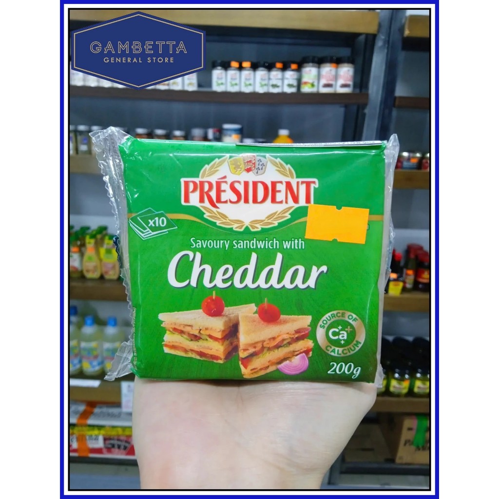 Phô mai Sandwich Cheddar President Cheddar Sandwich 200g 10 lát
