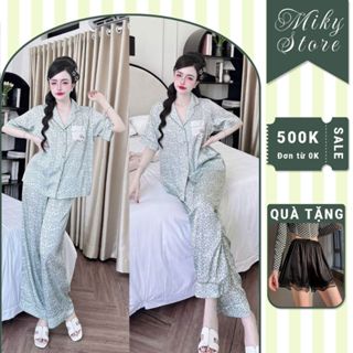  Đồ Ngủ Pijama Truyền Thống MIKY Đồ Ngủ Nữ Lụa Latin cao cấp mềm mại xinh xắn < 70KG 