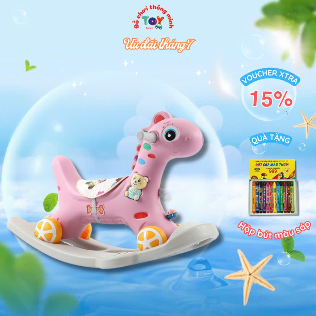 Ngựa bập bênh kết hợp xe chòi chân 2IN1 có nhạc dành cho bé từ 1 tuổi Kidstoy