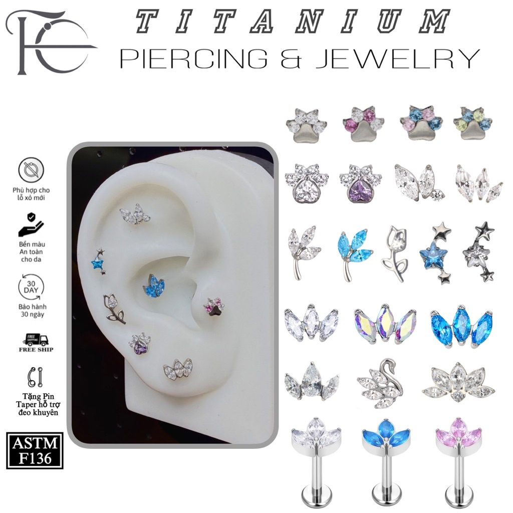 [1 CHIẾC] Tổng hợp các mẫu Khuyên Titan F136 không kích ứng