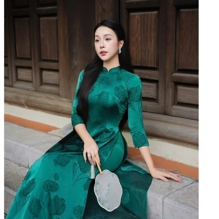 Áo dài gấm hoa cao cấp cổ cao truyền thống,trang nhã thanh lịch,mặc đi lễ hội,sự kiện (BST 2026)