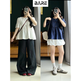 BARE_Áo Babydoll Voan Tơ Xếp Ly Tiểu Thư Hàn Quốc – Áo Kiểu Nữ Form Rộng Dễ Thương_A502