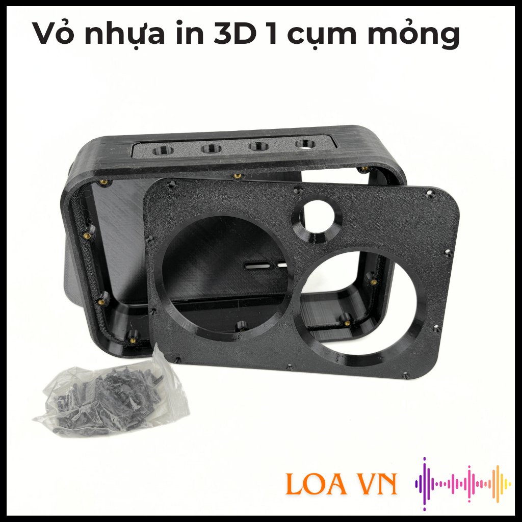 Vỏ loa nhựa in 3D cụm Harman mỏng, lắp được 1 cụm loa và 1 cộng hưởng 90mm