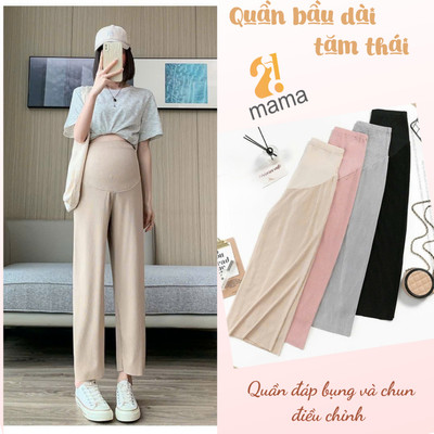 Quần Bầu Dài Tăm Thái 2MAMA Dáng Xuông  Mềm Mịn,Co Giãn Trẻ Trung Cho Mẹ Bầu, Quần Có Chun Chỉnh Bụng , Có Đủ Size