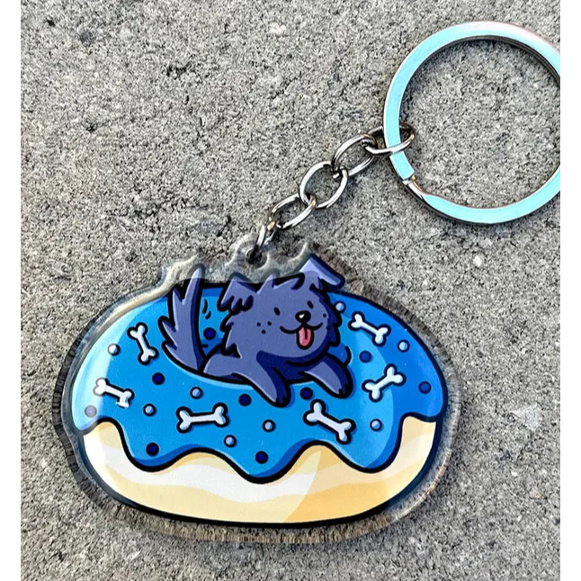 Donut Dog Keychain | Cute Acrylic Keychain | cute donut keychain | sprinkle donut keychain | kawaii 