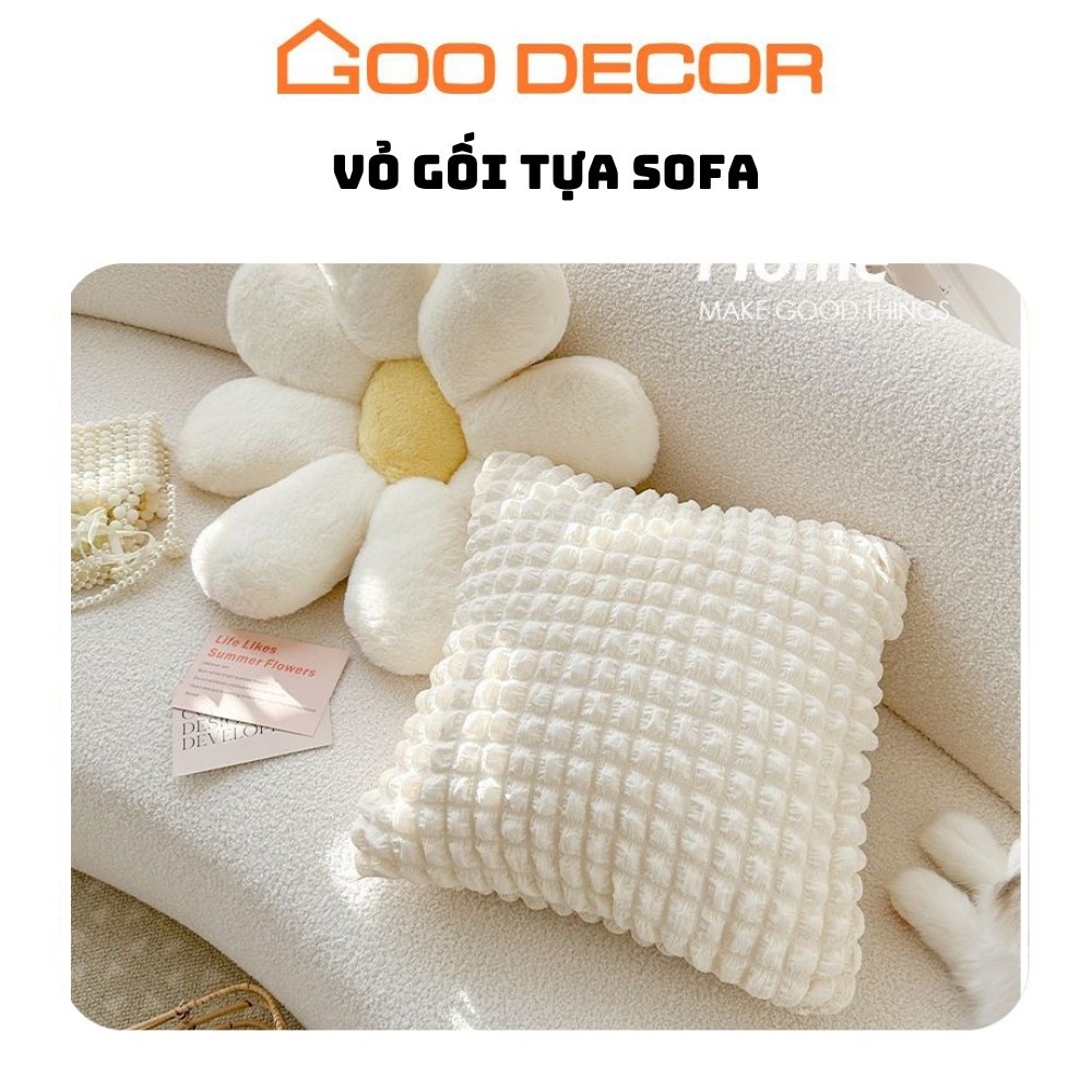 Vỏ gối sofa vải bong bóng, bọc gối tựa sofa 40x40 hình vuông - GOO Decor
