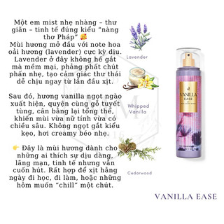 Moomoocos - Vanilla Ease Bộ sản phẩm xịt thơm lotion gel tắm Bath & Body Works Body Mist Body Wash fullsize