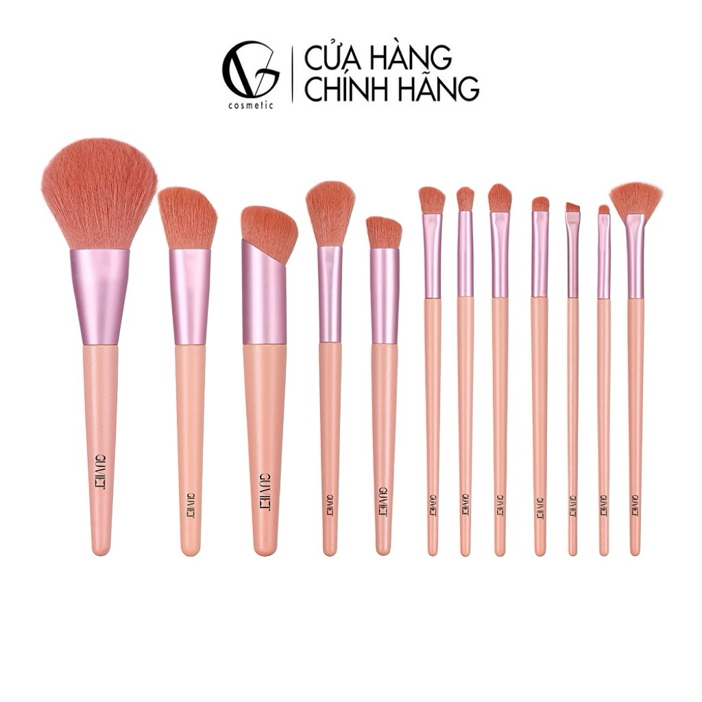 Bộ cọ trang điểm cá nhân GUVIET gồm 12 cọ màu hồng tím kèm theo túi đựng ( mẫu mới) | BigBuy360 - bigbuy360.vn