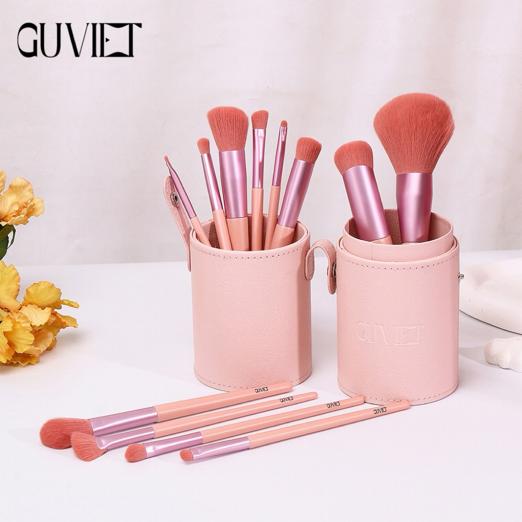 Bộ cọ trang điểm cá nhân GUVIET gồm 12 cọ màu hồng tím kèm theo túi đựng ( mẫu mới) | BigBuy360 - bigbuy360.vn