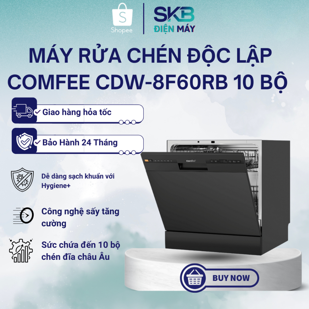 [Miễn Phí Lắp Đặt] Máy rửa chén độc lập Comfee CDW-8F60RB - Bảo Hành Chính Hãng 24 tháng